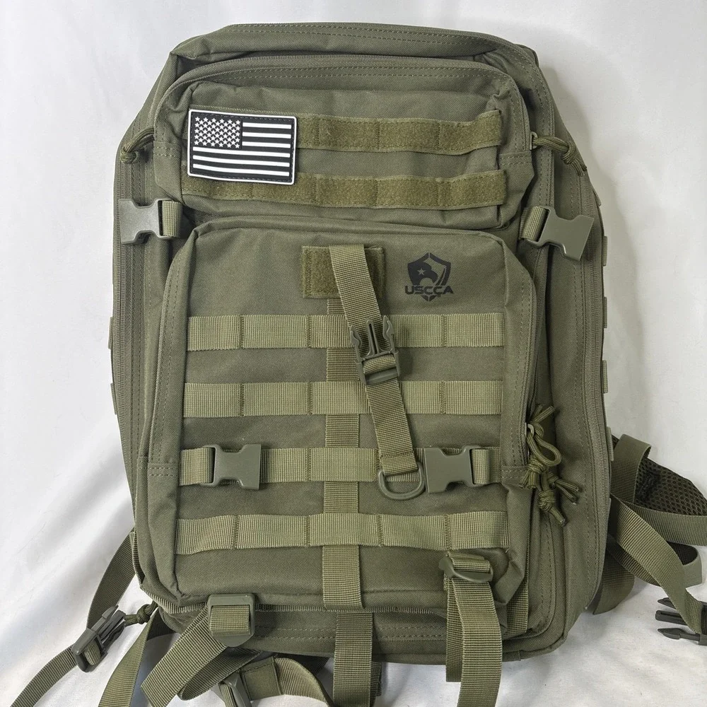 USCCA Military Green Tactical Backpack Adjustable Straps Multi Pocket Gorpcore